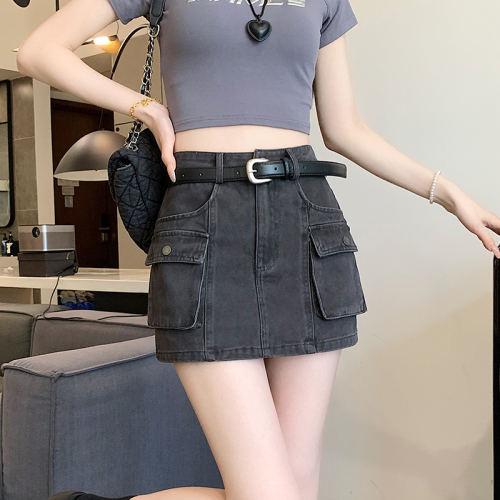 New style of military industrial attire hits the street and internet celebrity hot girl slim-fitting high-waisted versatile skirt with delivery belt