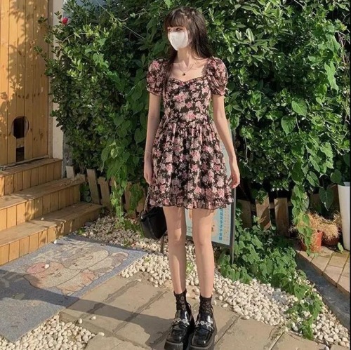 2024 New Wild Rose Floral Dress Women's Summer Tea Break Dress First Love Dress A-Line Skirt