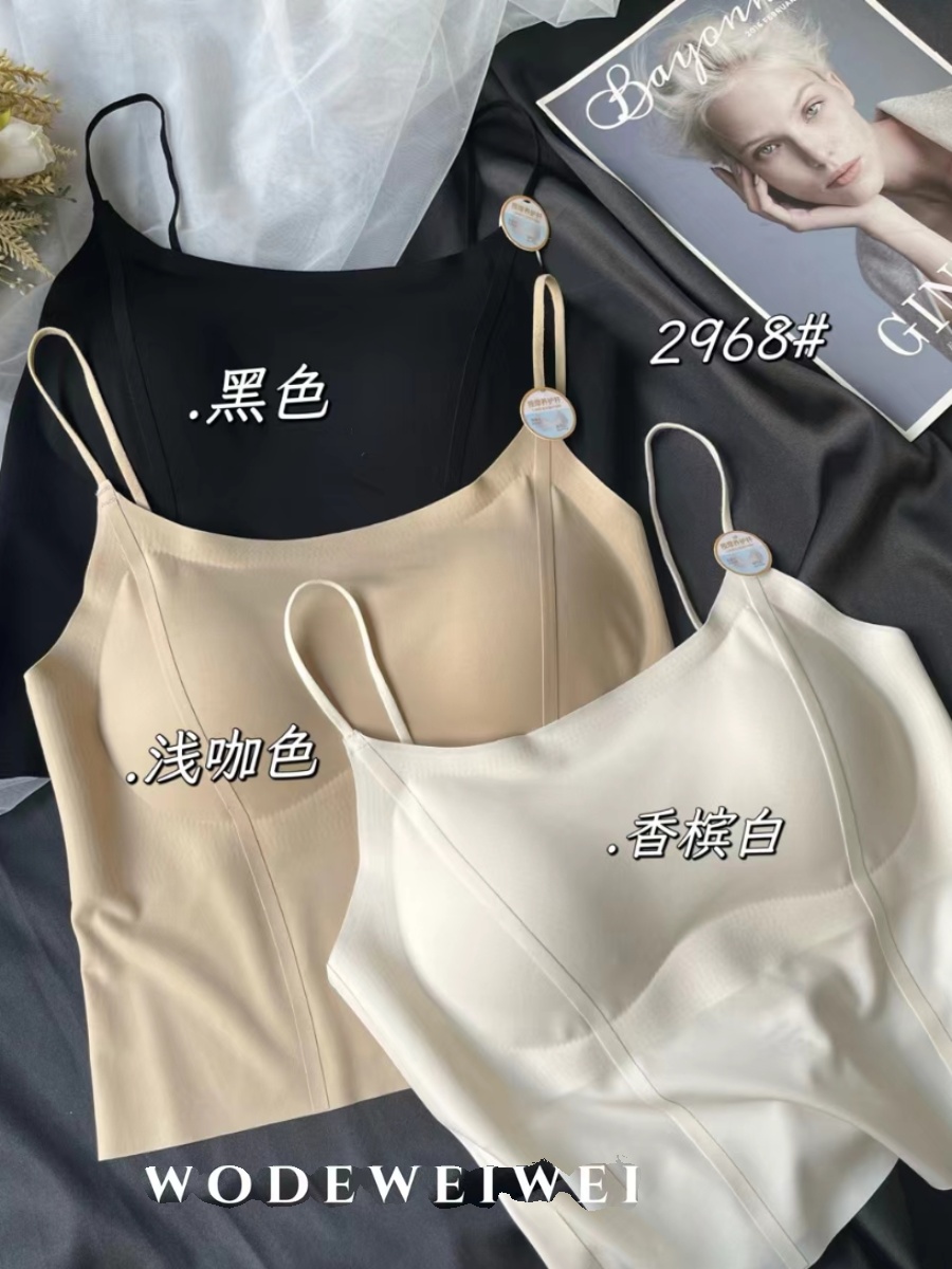 Anti-exposure latex fixed all-in-one women's spaghetti strap underwear vest