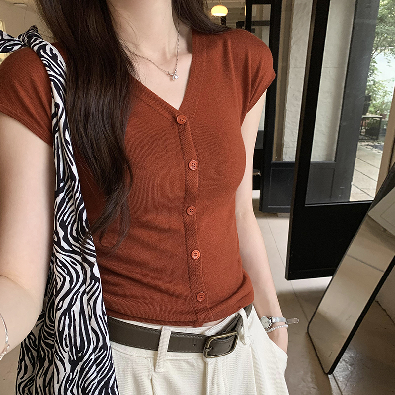 Photographed Design Sleeveless V-neck Knit Top Women's Summer 2024 New Arrival Outerwear High-end Short Top