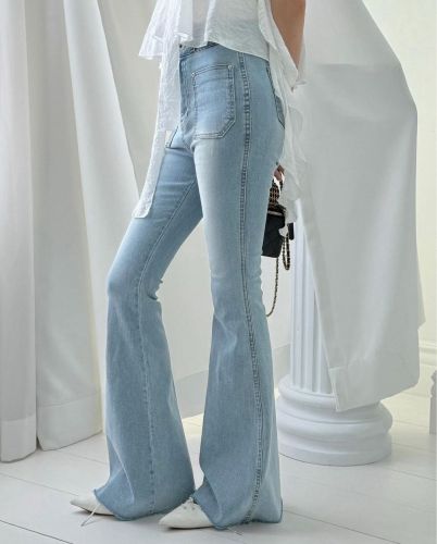 Summer new style double pocket white slimming jeans