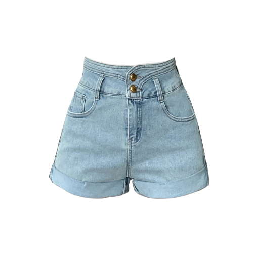 Retro denim shorts for women in summer Internet celebrity hotties high-waisted slimming stretch denim hot pants for women