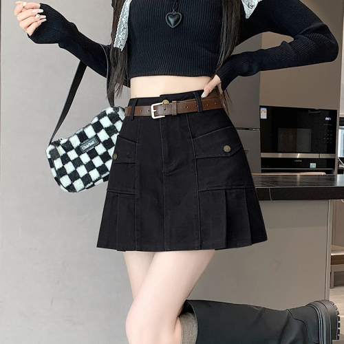 New Sweet Cool Hot Girl Workwear Versatile Slim High Waist Skirt A-Line Pleated Skirt Skirt