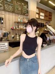 2024 New Hot Girl Backless Sexy Vest Female Slim Fit Versatile Short Sleeveless Bottoming Top