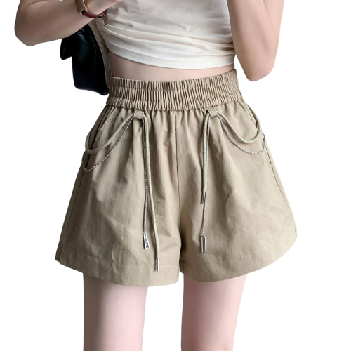 New version of Internet celebrity hot girl's high-end washed cotton fabric versatile high-waisted shorts and wide-leg pants