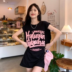 Official picture 6535 stretch cotton printed bottoms missing women's summer mid-length waistcoat sleeveless vest t-shirt