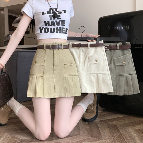 New Sweet Cool Hot Girl Workwear Versatile Slim High Waist Skirt A-Line Pleated Skirt Skirt