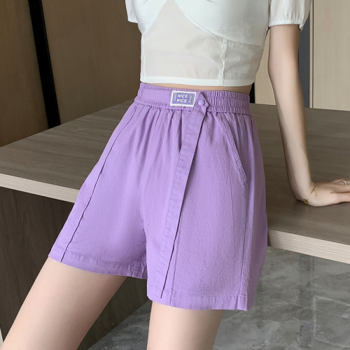 Actual shot of new summer large size linen elastic waist casual wide leg shorts for fat girls slimming wide leg cotton and linen hot pants