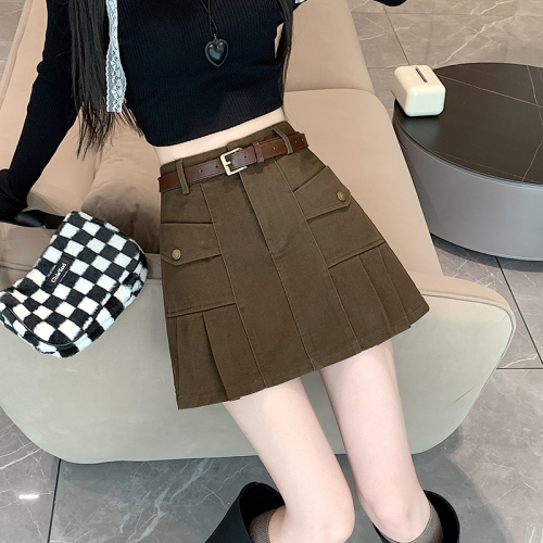 New Sweet Cool Hot Girl Workwear Versatile Slim High Waist Skirt A-Line Pleated Skirt Skirt