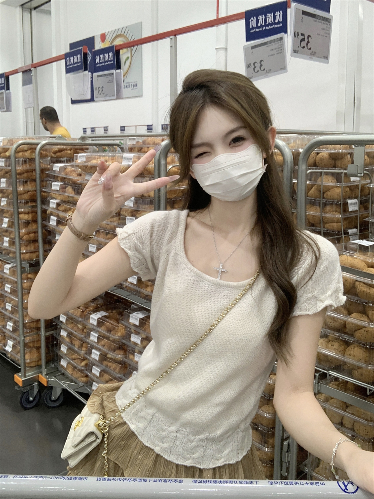 實拍 夏季韓版低圓領純欲甜美花邊馬海毛針織短袖女上衣