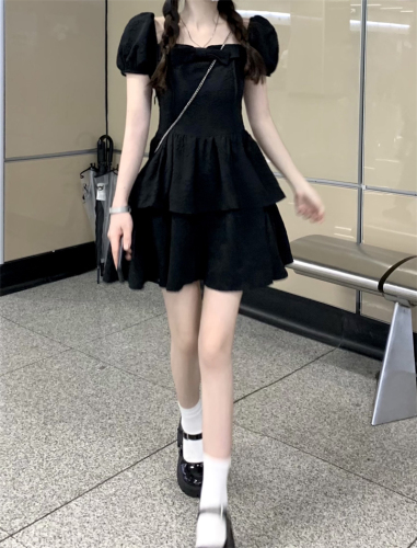 Hepburn style little black dress niche design dress women summer 2024 new waist art high-end short skirt