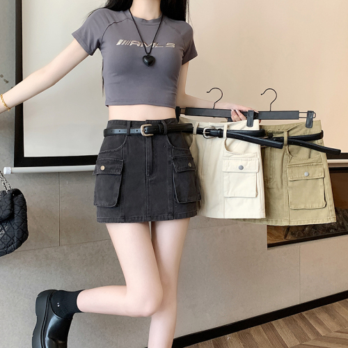 New style of military industrial attire hits the street and internet celebrity hot girl slim-fitting high-waisted versatile skirt with delivery belt