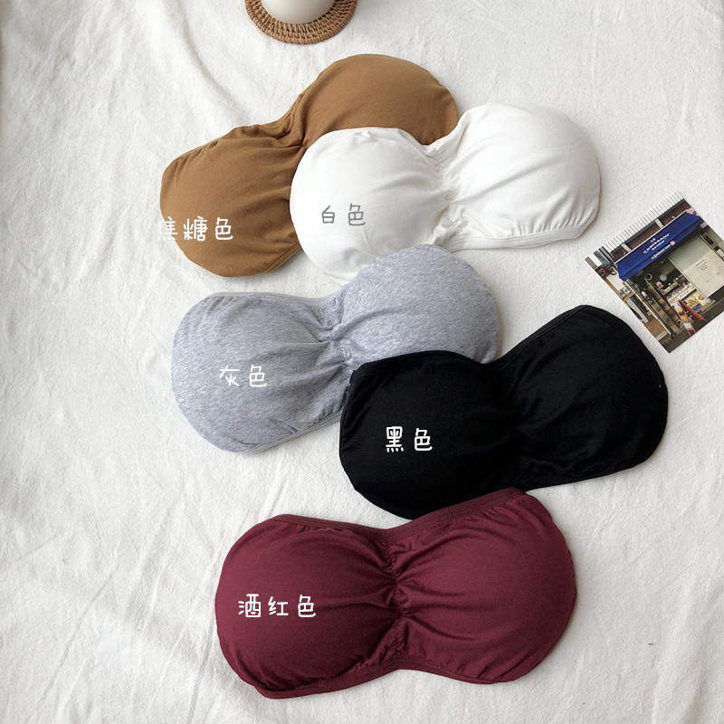 2024 new summer style Korean style tube top, strapless anti-exposure wrapped chest strap, padded bra, beautiful back underwear, 5 colors