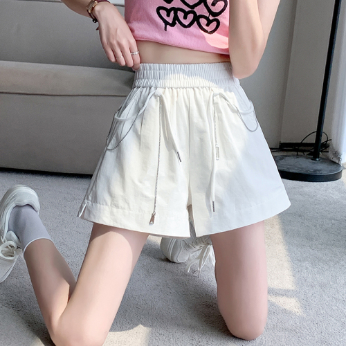 New version of Internet celebrity hot girl's high-end washed cotton fabric versatile high-waisted shorts and wide-leg pants