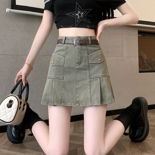 New Sweet Cool Hot Girl Workwear Versatile Slim High Waist Skirt A-Line Pleated Skirt Skirt