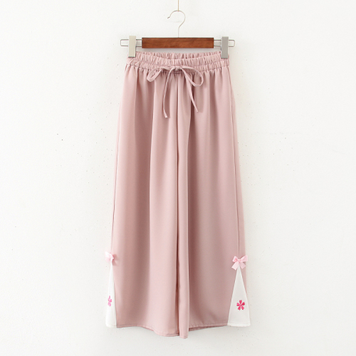 Antique wide-leg pants for women, summer wear, Chinese style and Chinese elements, sweet, fresh, student three-point straight skirt