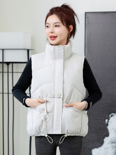 Large size 200 pounds down cotton vest for women winter new Korean style loose outer wear large pocket embroidered vest vest