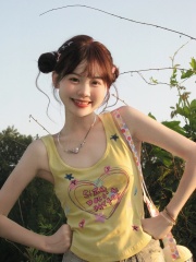 Dopamine girl cute age-reducing letter print sleeveless vest