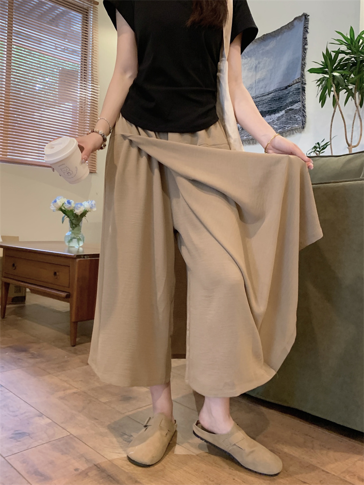 Real shot of summer thin sunscreen culottes for women with high waist, slit, lazy style, thick crotch and slim thighs, eight/nine-point culottes