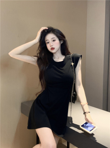 Actual shot ~ New style Pure Desire Flying Sleeve Dress French Slim Skirt Small Waist Short Skirt