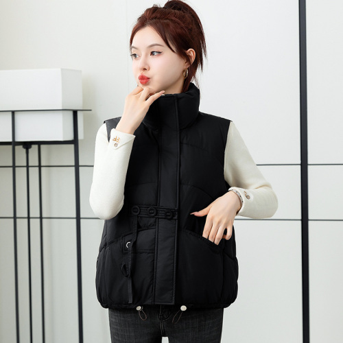 Large size 200 pounds down cotton vest for women winter new Korean style loose outer wear large pocket embroidered vest vest