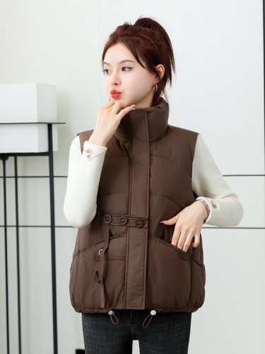 Large size 200 pounds down cotton vest for women winter new Korean style loose outer wear large pocket embroidered vest vest