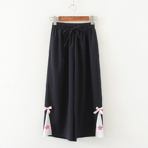 Antique wide-leg pants for women, summer wear, Chinese style and Chinese elements, sweet, fresh, student three-point straight skirt