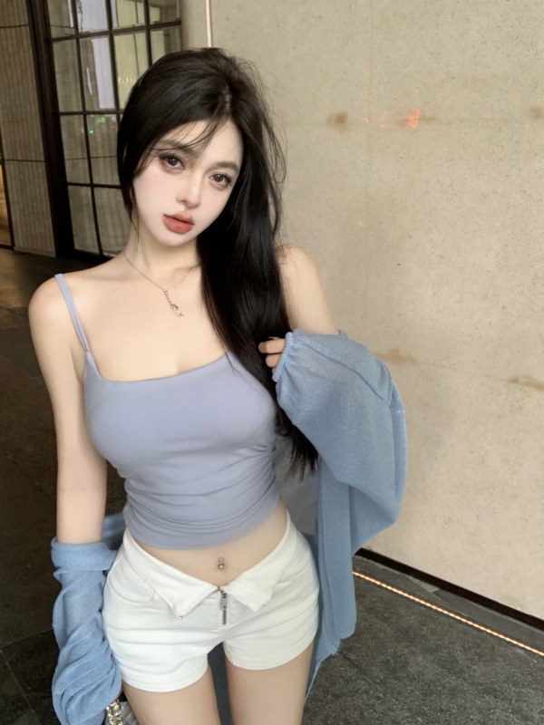 Live-shoot pure desire short-term chest pad strapless backless top + ice silk medium-long length sun protection coat cloak outerwear
