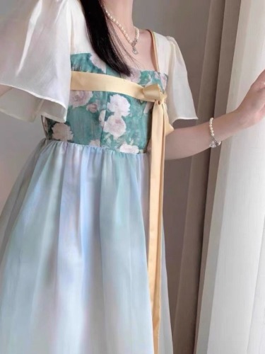 New Chinese style light national style women's clothing improved version of Hanfu dress spring and summer high-end temperament waist slimming long skirt