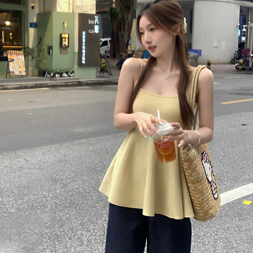 Sweet and spicy style solid color sleeveless camisole women's new summer design versatile slimming Korean chic top