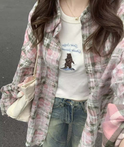 Original fabric 300 pounds large size color-block design artistic grid-style women's coat