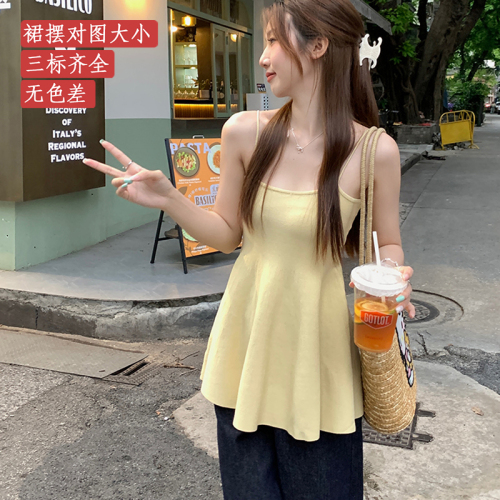 Sweet and spicy style solid color sleeveless camisole women's new summer design versatile slimming Korean chic top