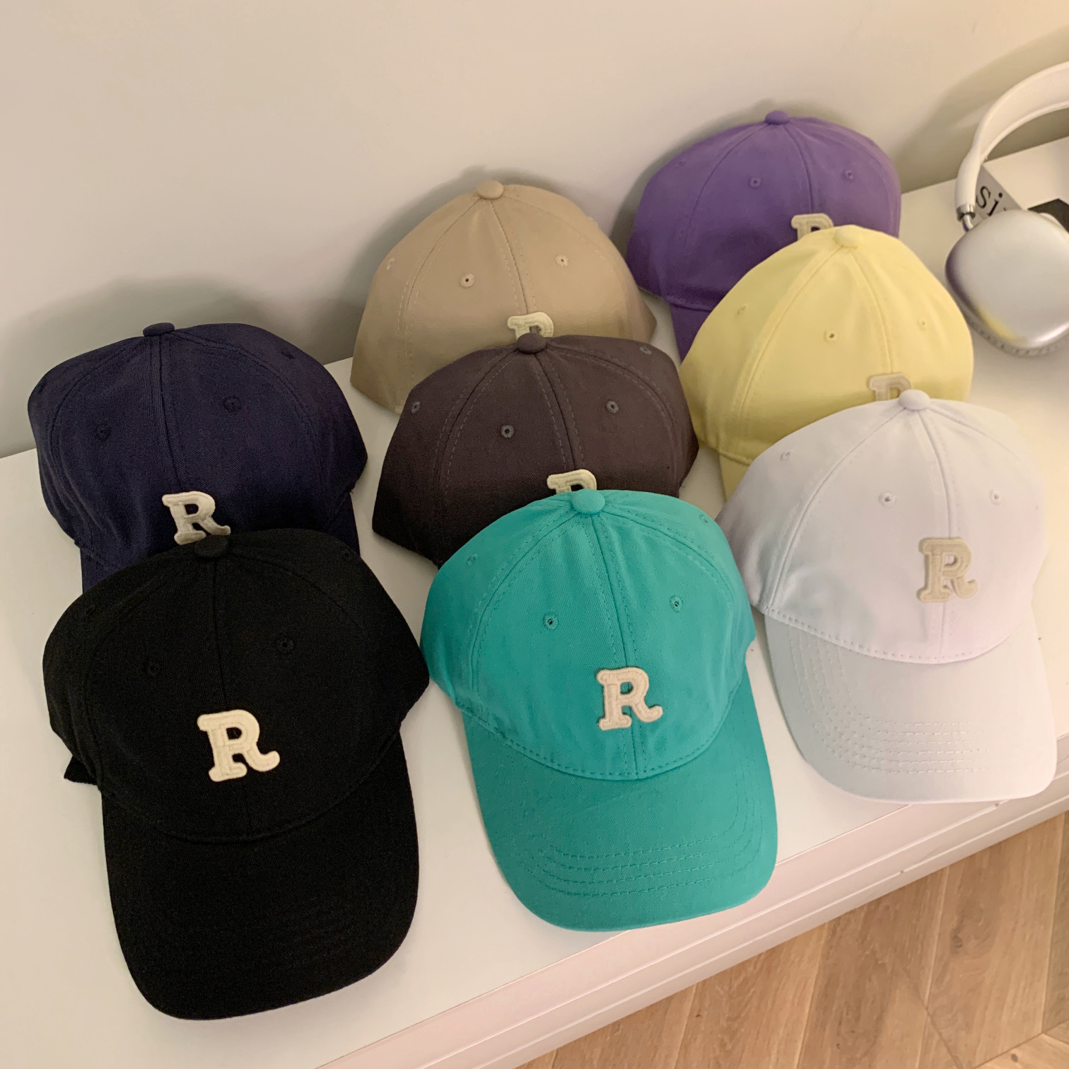 Photographed Korean Version High-End R Letter Embroidered Cap Unisex Versatile Soft Brim Bucket Hat