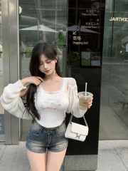 Spring and summer sweet hottie sexy outer wear inner top American lace camisole for women