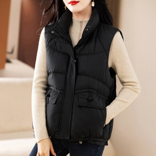 Actual shot of the new large size down cotton thickened Korean version of the trendy and fashionable loose mid-length vest for outer wear