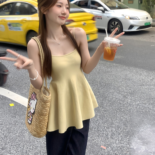 Sweet and spicy style solid color sleeveless camisole women's new summer design versatile slimming Korean chic top