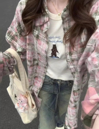 Original fabric 300 pounds large size color-block design artistic grid-style women's coat