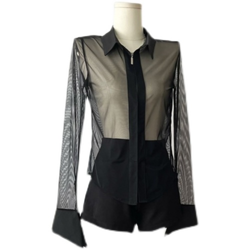 2024 Summer New Hong Kong Style Black Tulle Perspective Sexy Sun Protection Shirt Jacket Women's Summer Design Cardigan