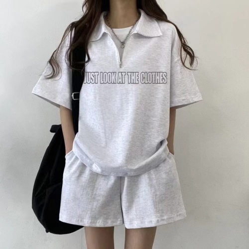 2024 Summer Korean Casual Sports Suit Women's Summer Two-Piece Suit Small Korean Trendy Short Sleeve