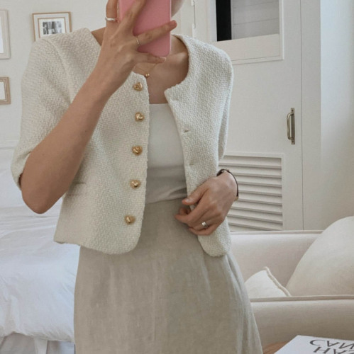 Korean spring and summer new ins style short-sleeved suit, small jacket, cardigan outer wear