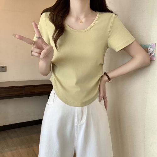 Summer plus size women's new style candy color solid color summer cool short-sleeved tops