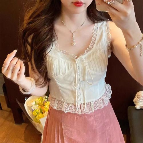 V-neck sleeveless pure lust top suspender wear lace suspender pure lust style loose irregular design western style women