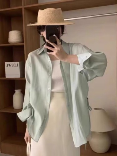 White Tencel Sun Protection Shirt Jacket Women's Summer Thin Design Niche Suspension Outer Shirt Cardigan Top