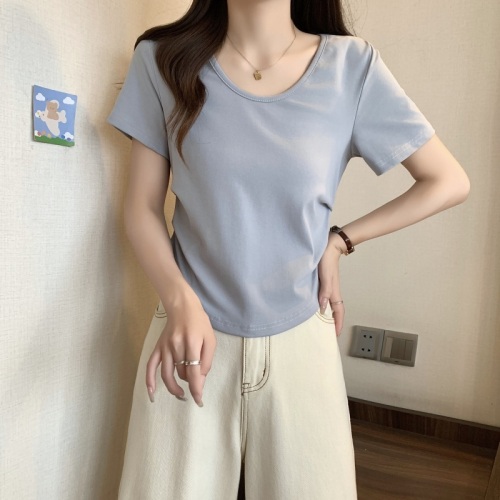 Summer plus size women's new style candy color solid color summer cool short-sleeved tops