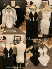 實拍連體比基尼性感泳裝顯瘦遮肚度假泳衣女溫泉高級感