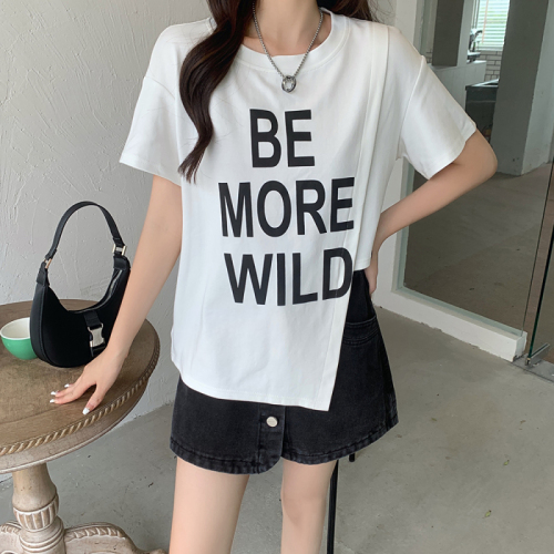 Plus size women's summer clothing new fat sister loose and slimming lengthened and widened short-sleeved T-shirt