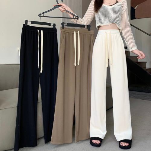 Plus size women's new autumn style loose Japanese ins straight drape floor-length trousers