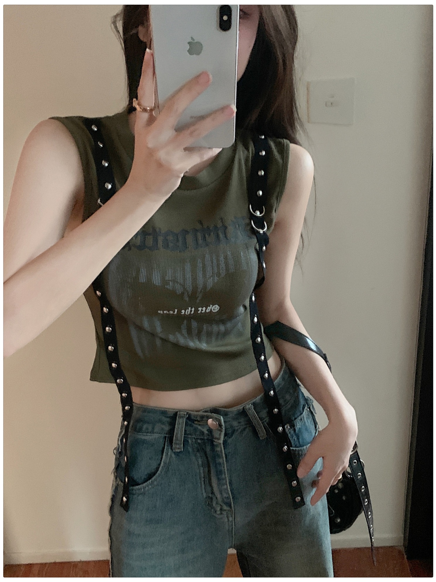 American Hot Girl Sexy Sleeveless Top Sleeveless Vest Short Japanese Street Style Slim Versatile Printed T-shirt Women
