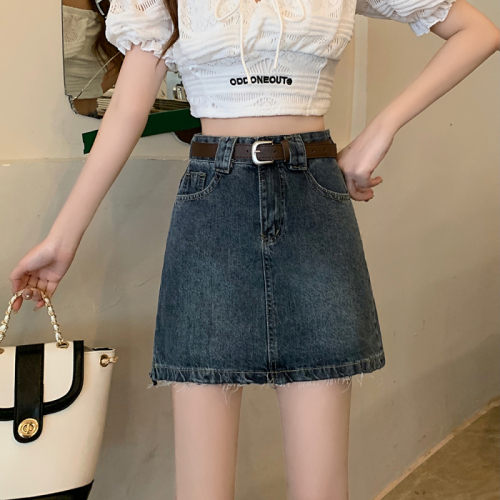 Plus size women's new style fat girl slim denim skirt fat mm short skirt