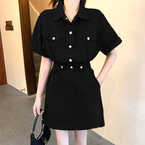 Plus size women's summer new workwear skirt fat girl slimming mid-length dress